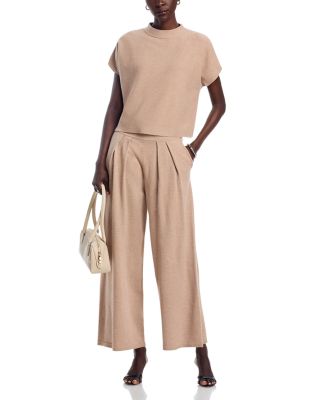 Short Sleeve Sweater Top &amp; Pleated Waist Pants