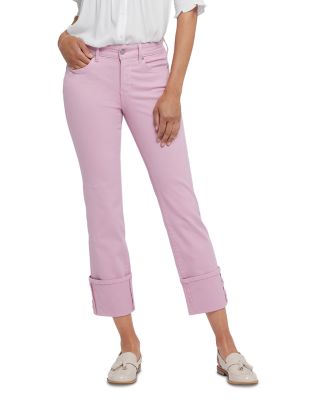 Marilyn Cuffed Straight Leg Jeans in Pink Nectar