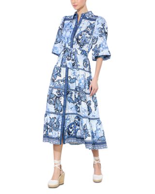 Geneva Printed Tiered Blouson Sleeve Dress
