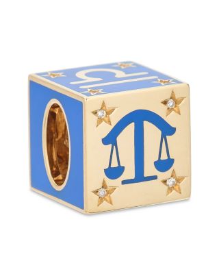 9K Libra Zodiac Diamond & Ceramic Block Big Bead