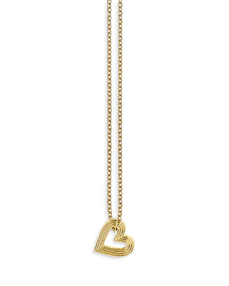 Sydney Evan 14K Yellow Gold Fluted Heart Pendant Necklace, 18