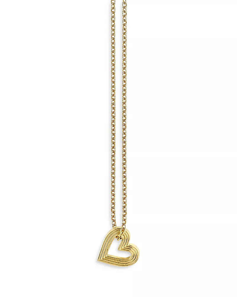 Sydney Evan 14K Yellow Gold Fluted Heart Pendant Necklace, 18