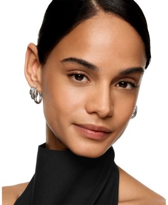 DY Mercer Three Row Hoop Earrings in Sterling Silver, 21mm