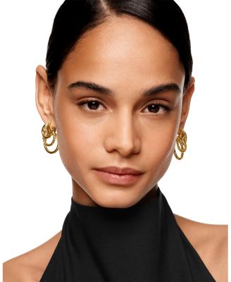 DY Mercer Triple Ring Drop Earrings in 18K Yellow Gold with Diamonds, 35.6mm