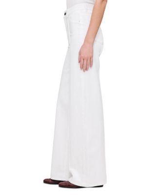 Hepburn High Rise Wide Leg Jeans in White Pintuck