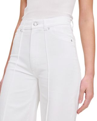 Hepburn High Rise Wide Leg Jeans in White Pintuck