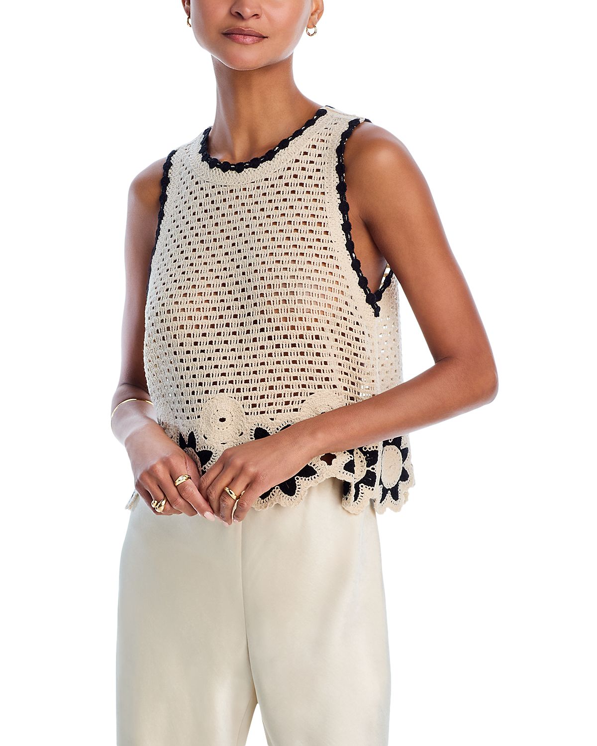 Aqua Crocheted Sleeveless Sweater