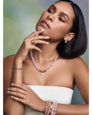 14K Yellow Gold Diamond Accent Pink Enamel Heart Pendant Necklace, 18"