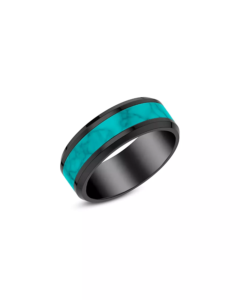 Bloomingdale's Fine Collection Men's Turquoise Inlay Ring in Black Tungsten