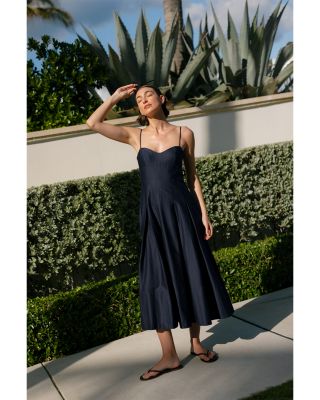 Sateen Pleated Midi Dress