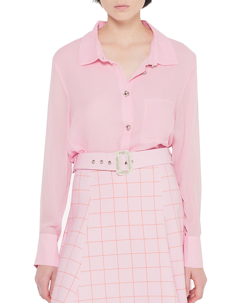 As By Df Leo Georgette Button-front Blouse In Cherry Blossom