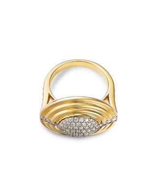 Diamond Pav&eacute; Statement Ring in 14K Yellow Gold, 1.0 tcw
