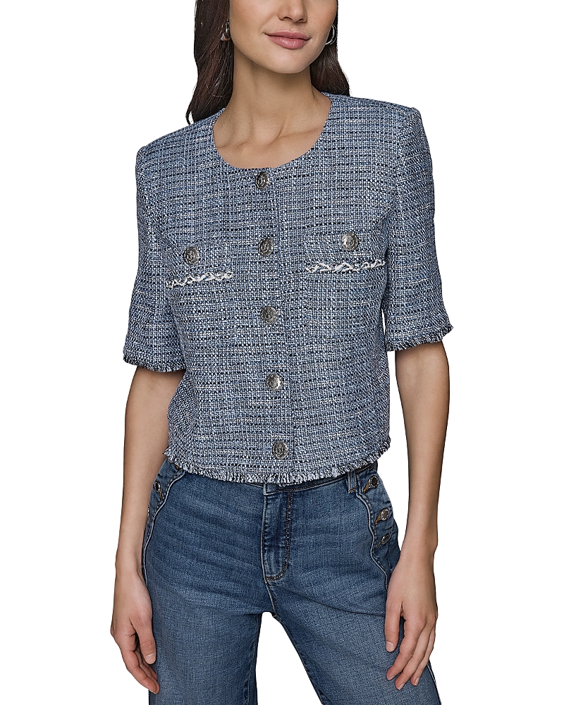 Karl Lagerfeld Paris Short Sleeve Tweed Jacket