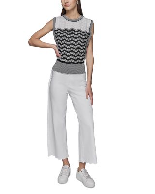 Geometric Pointelle Knit Sleeveless Sweater