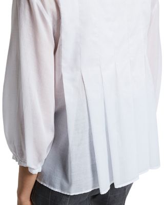 Pintuck Collarless Blouse