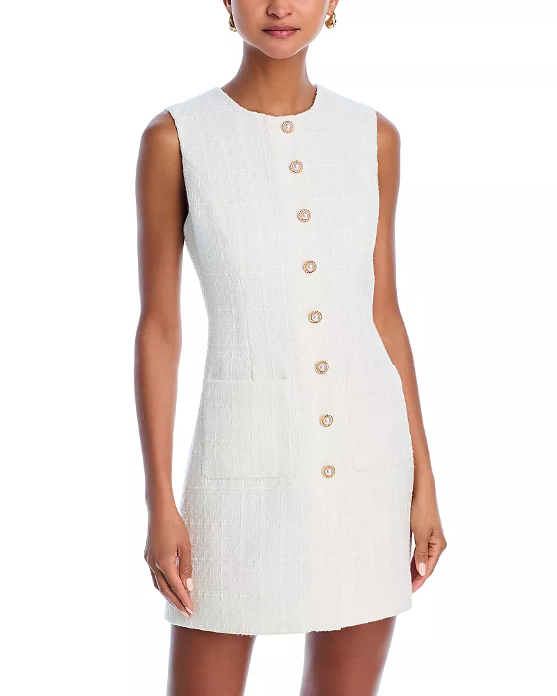 Aqua Tweed Mini Sheath Dress - Exclusive