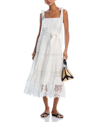AQUA - Lace Overlay Midi Dress - Exclusive