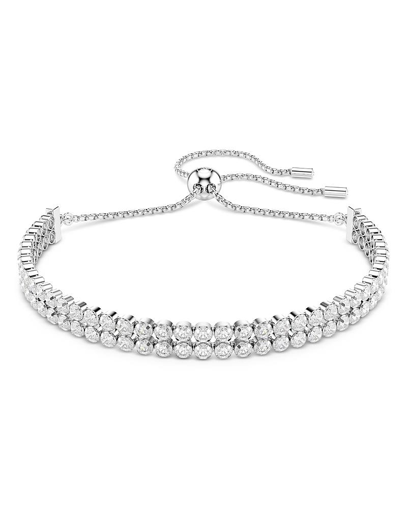 Swarovski Matrix Crystal Double Row Slider Bracelet In Silver