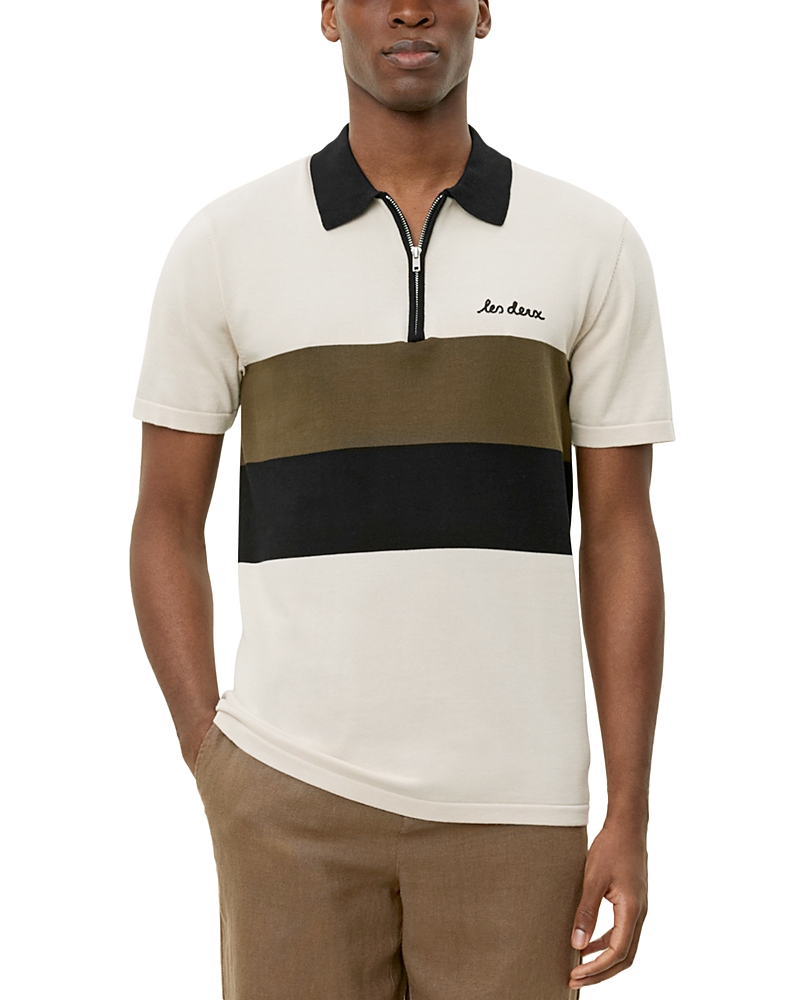 Les Deux Raul Colorblock Stripe Zip Polo