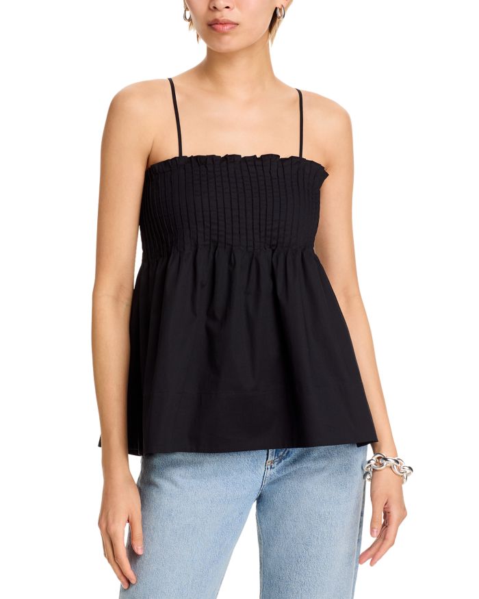 Asalia Poplin Pleated Top