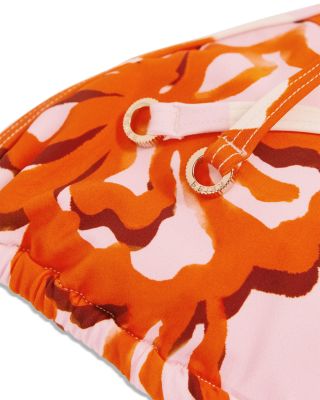 Leaf Print Back Tie Bikini Top