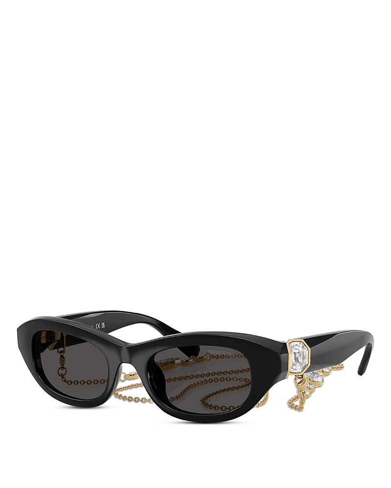 Swarovski Sk6036u Rectangle Plastic Sunglasses In Black