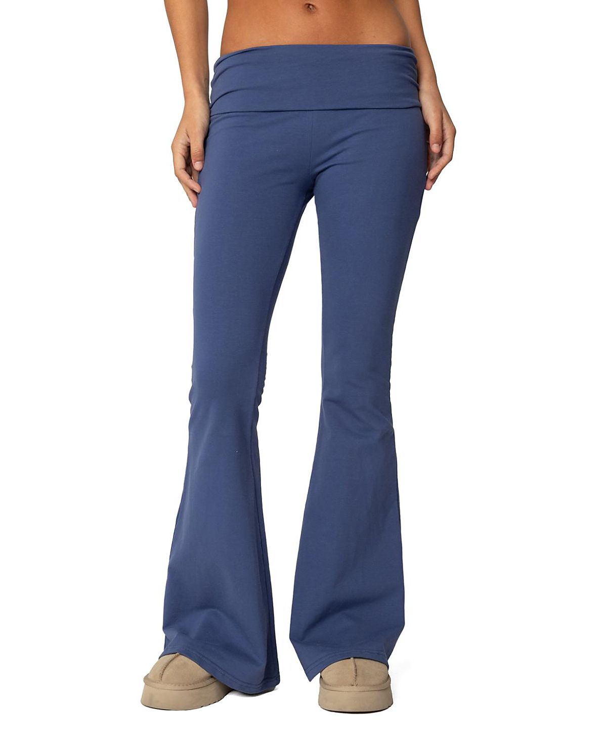 Edikted Aiyana Fold Over Flared Leggings