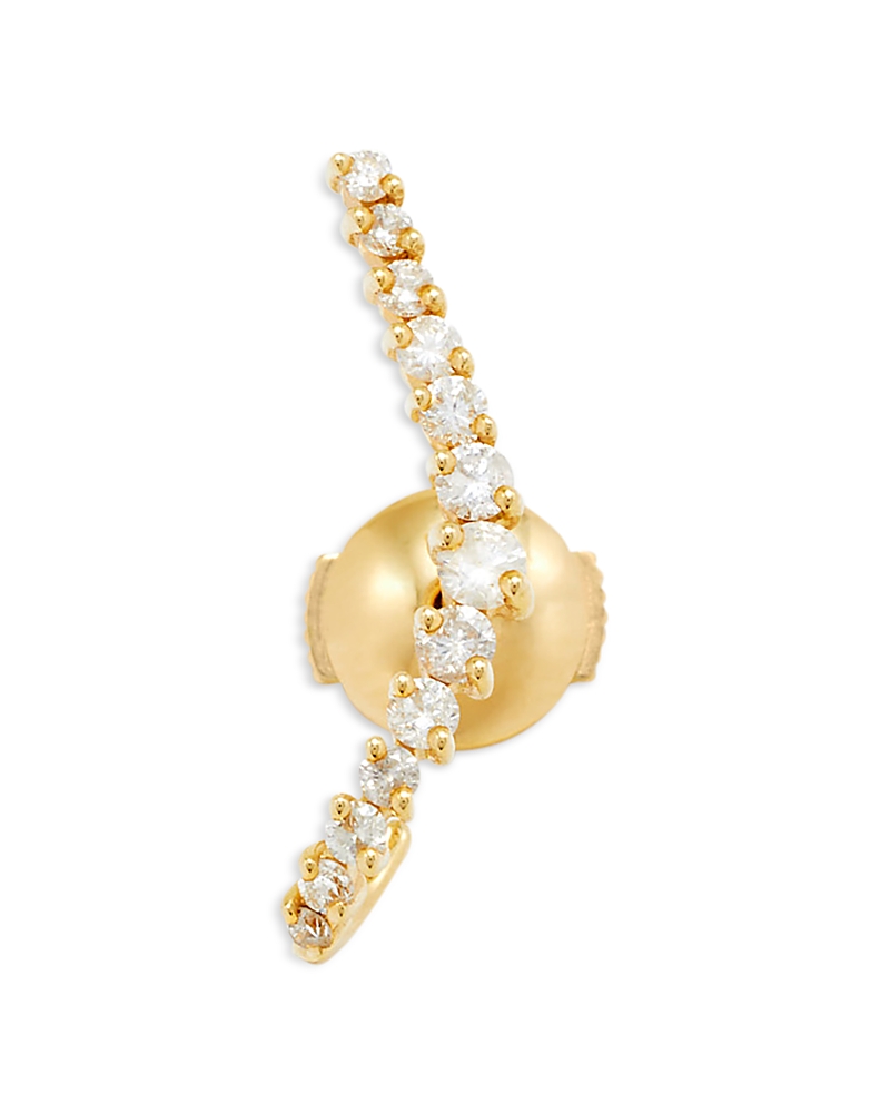 Yvonne Léon 18k Yellow Gold Puce Ligne Diamants Gray Diamond Single Curved Earring In Gold