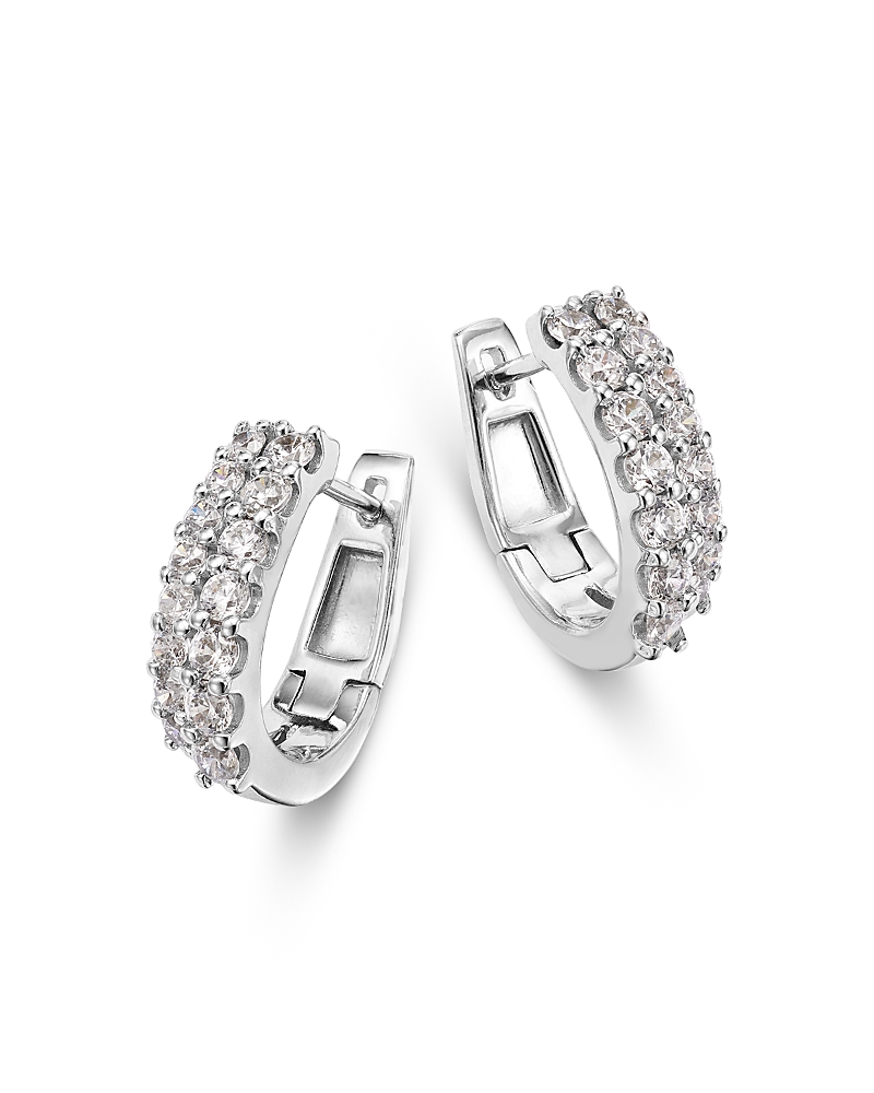 Bloomingdale's Fine Collection Diamond Double Huggie Hoop Earrings In 14k White Gold, 1.0 Ct. T. W. In White Gold