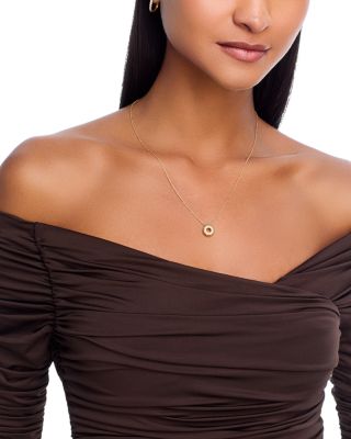 Diamond Circle Pendant Necklace in 14K Yellow Gold, 0.16 tcw  