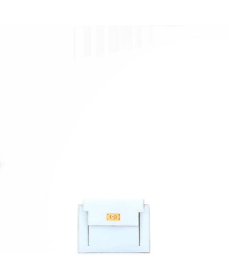 Pre-owned Pre-owned Hermes Hermes Kelly Pocket Compact Wallet Chevre Mysore In Blue