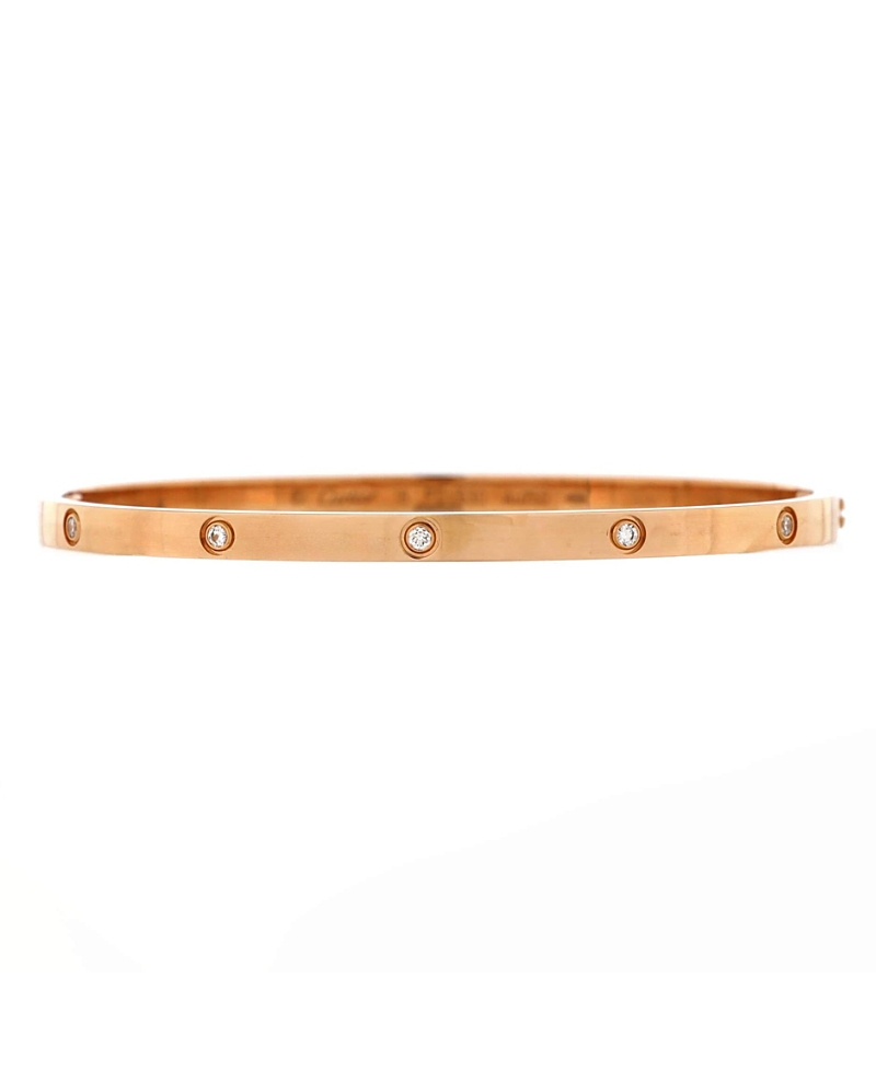 Pre-owned Pre-owned Cartier Cartier Small Love 10 Diamond Bracelet 18k Rose Gold With Diamonds