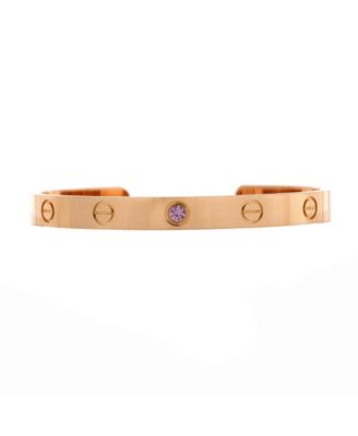 Pre-Owned Cartier - Love Cuff Bracelet 18K Rose Gold with Pink Sapphire