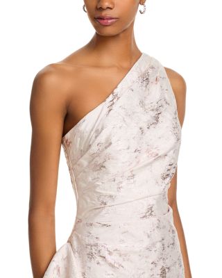 Metallic Jacquard One-Shoulder Gown