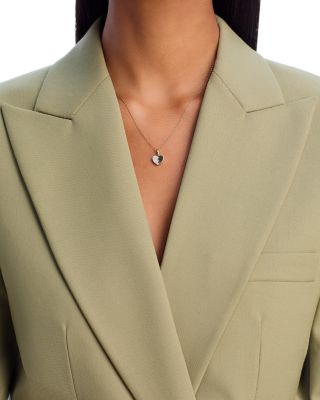 Diamond Pav&eacute; Heart Pendant Necklace in 14K Yellow Gold, 0.12 tcw