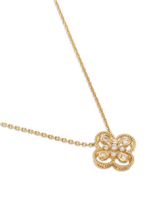 Diamond Clover Pendant Necklace in 14K Yellow Gold, 0.26 tcw