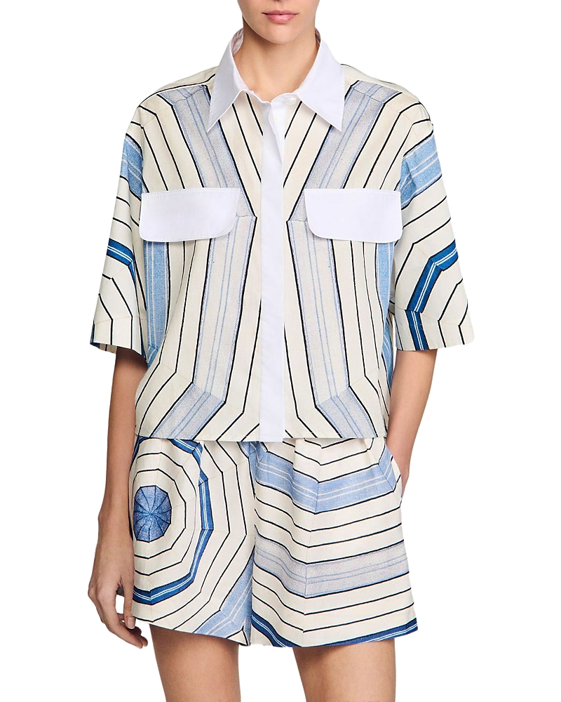 Sandro x Louise Bourgeois Spiral Motif Silk Shirt