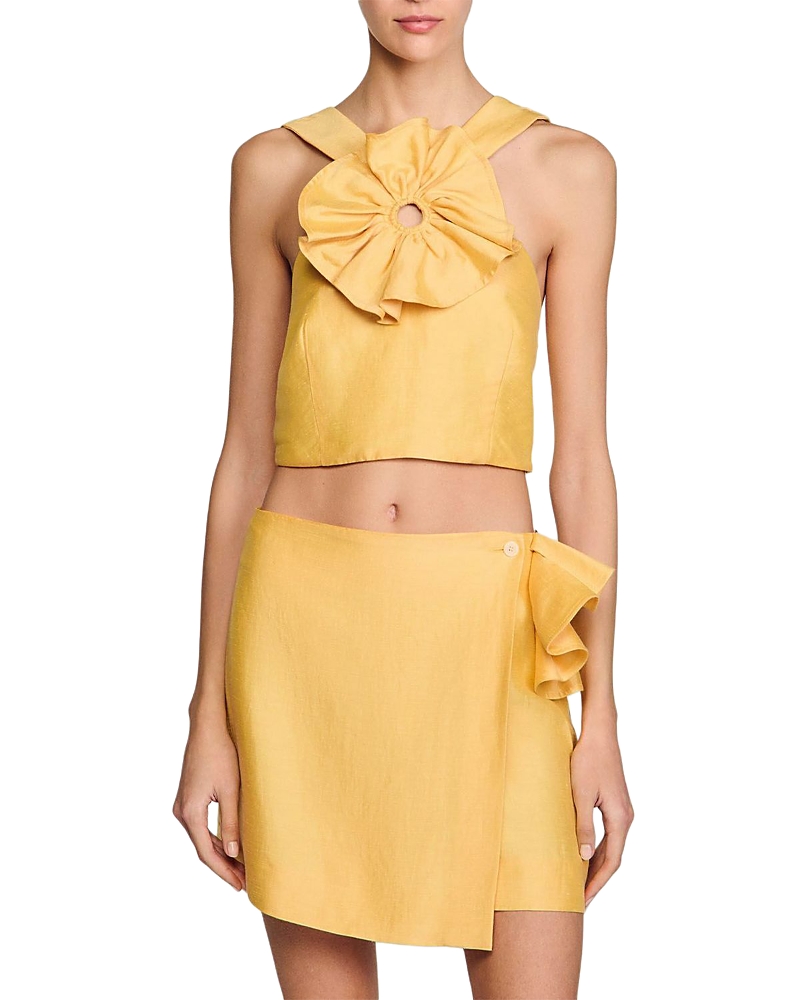 Sandro x Louise Bourgeois Ruffled Crop Top