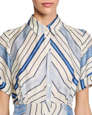 Spiral Motif Silk Midi Dress