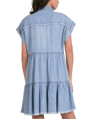 Frayed Trim Shirt Dress