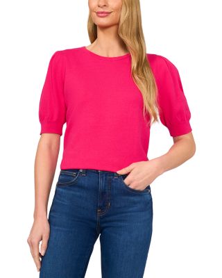 CeCe Cotton Crewneck Short Sleeve Sweater