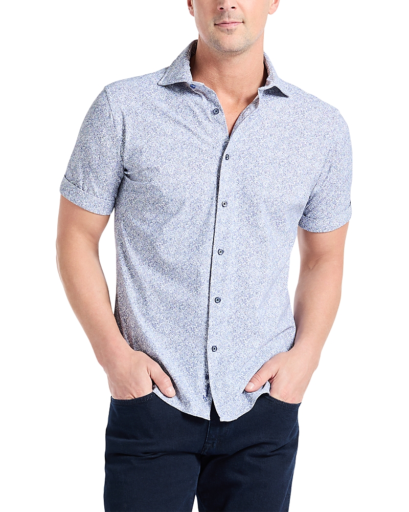 Robert Graham Scrawl Short Sleeve Button Down Shirt In Blue