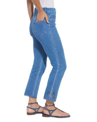 Yori Eyelet Straight Denim Leggings