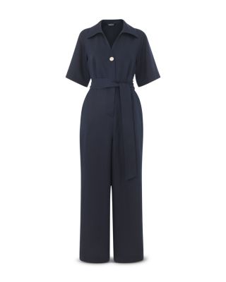 Button Front Wrap Jumpsuit