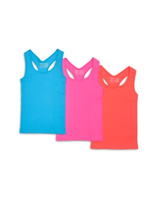 Girls' Cropped Ribbed Racerback Tank Top Bundle, Pack of 3 - Little Kid, Big Kid