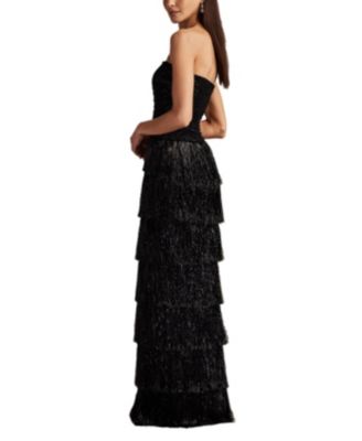 Shania Sequin Velvet Fringe Gown