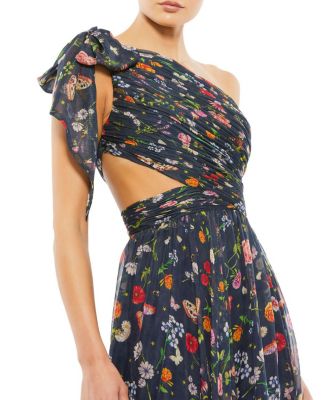 【MAC DUGGAL】ワンショルダー ルーシュカットアウト ガウン Mac Duggal Women's Ieena Cut Out High Low Ruffle Gown - Macy's