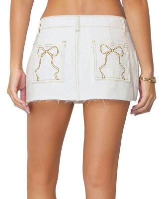 Bow Denim Mini Skort