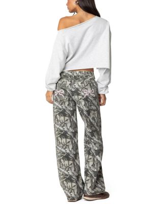 Camo & Bow Low Rise Jeans in Colored Wash