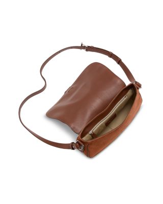 T-Bar Suede & Leather Satchel Shoulder Bag
